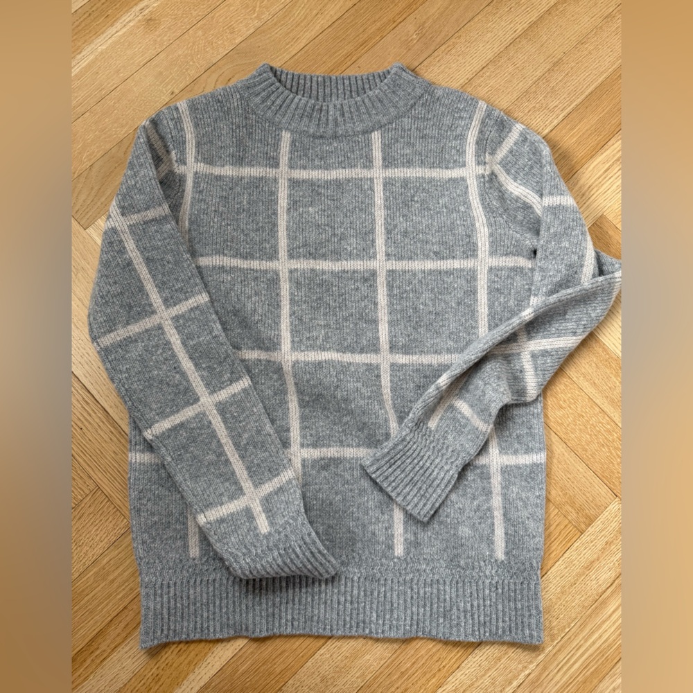 Pendleton Gray and Cream Checkered Crewneck Sweater